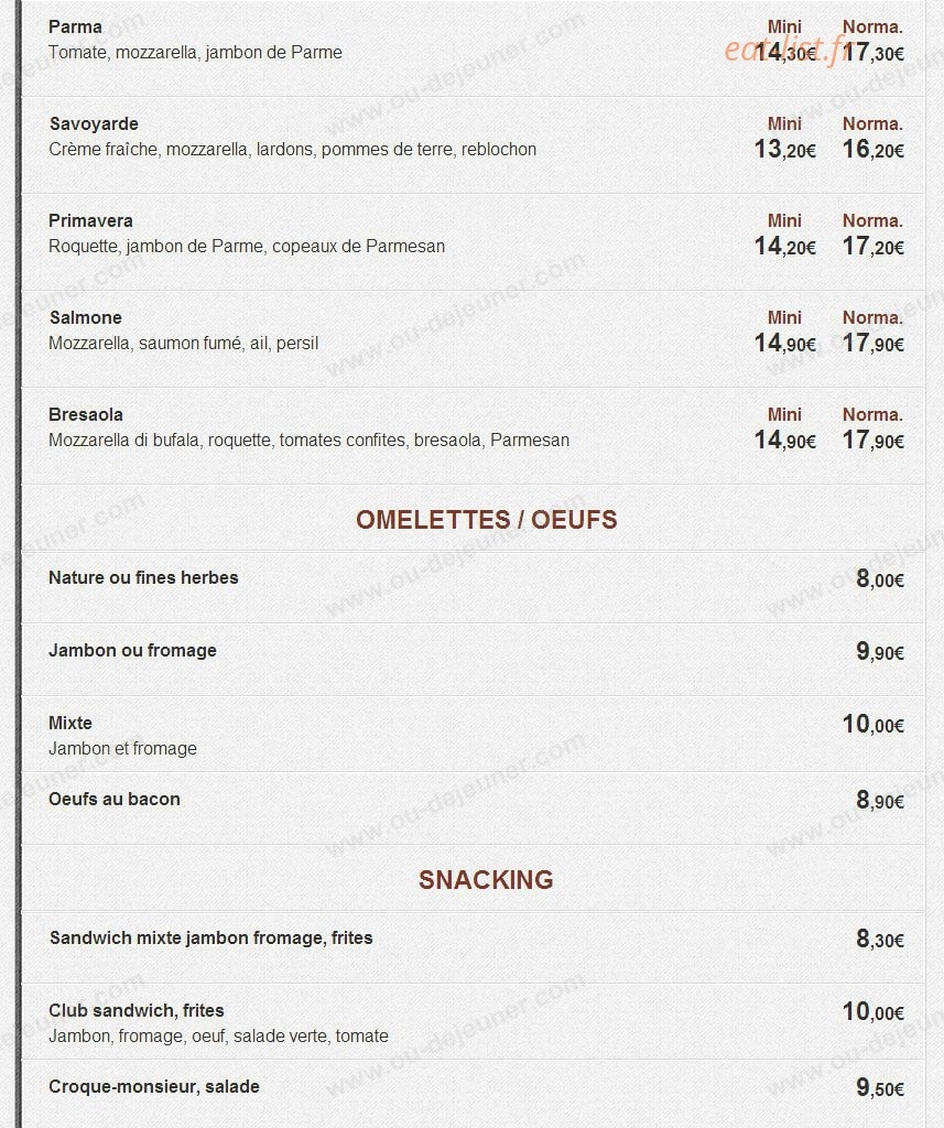 Pizza Vesuvio — carte page 10