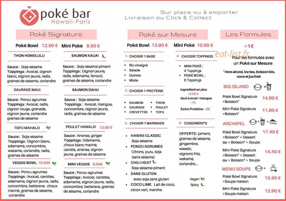 Poké Bar — carte page 1