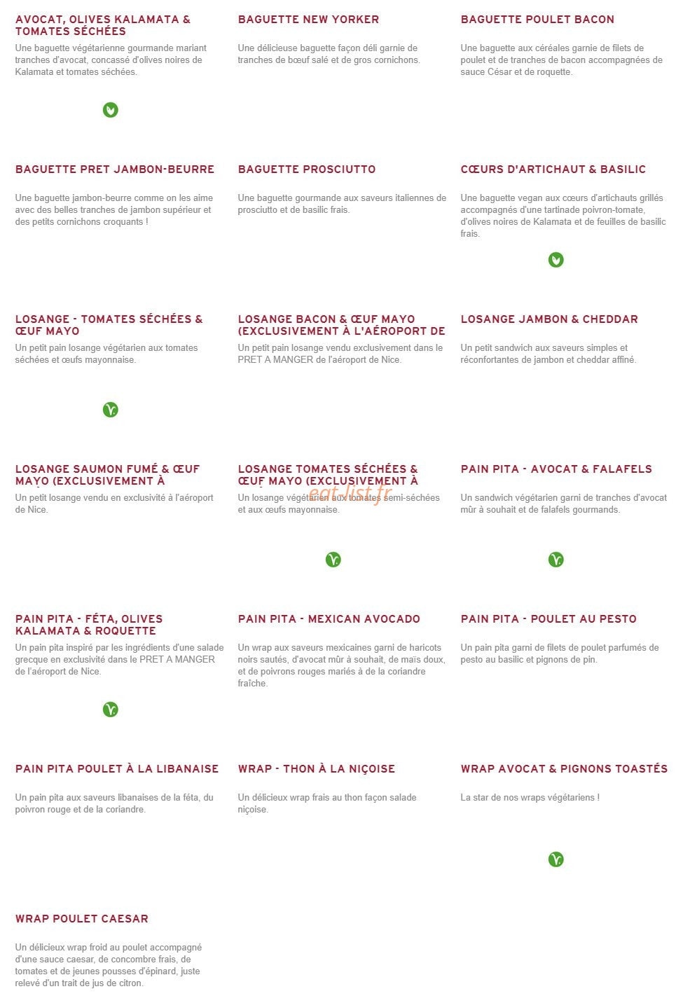 Prêt à manger — carte page 2