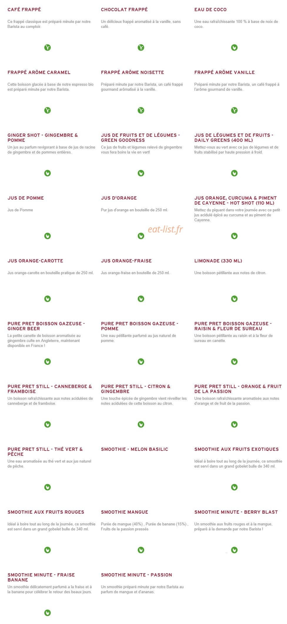 Prêt à manger — carte page 11