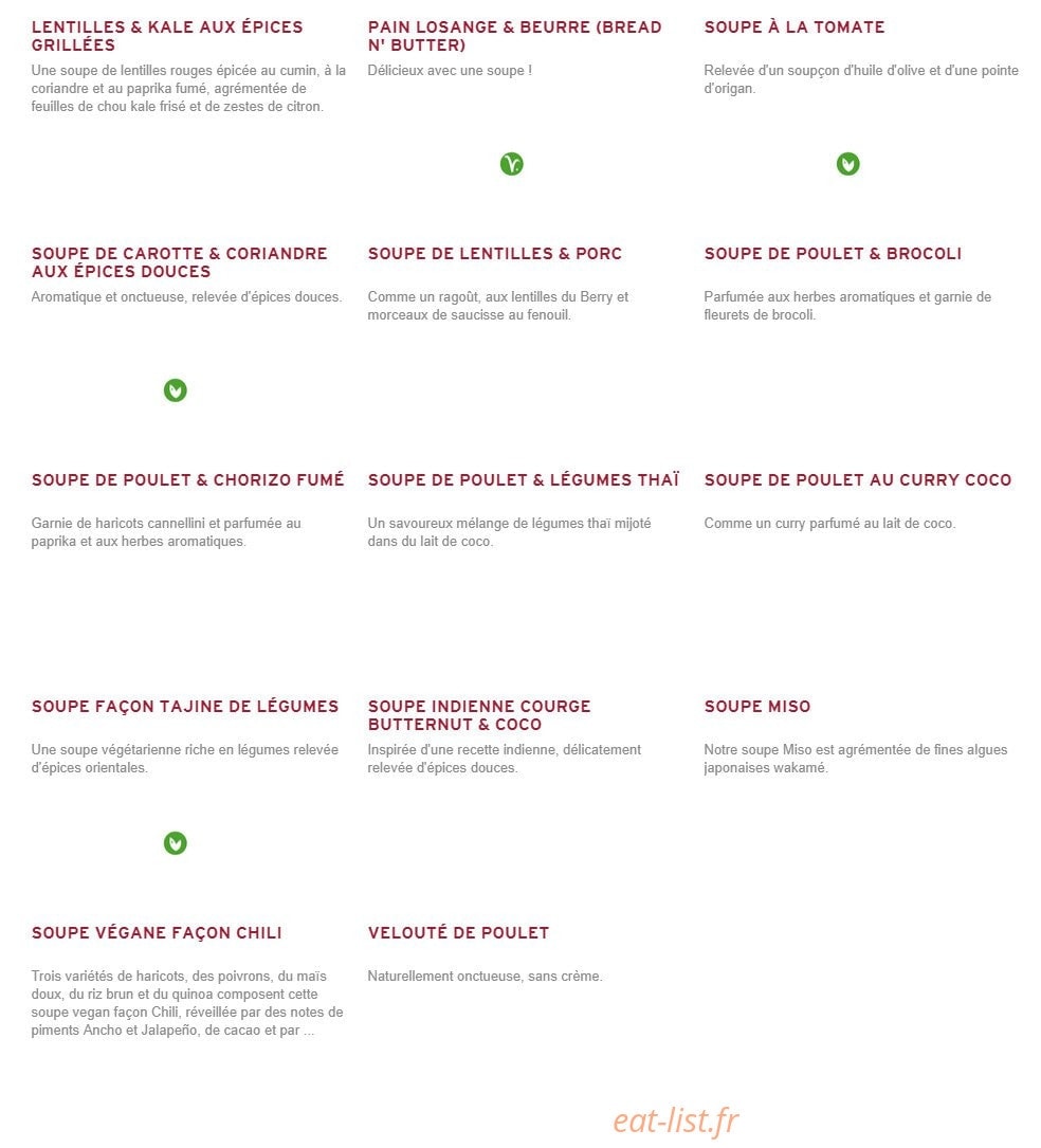 Prêt à manger — carte page 7