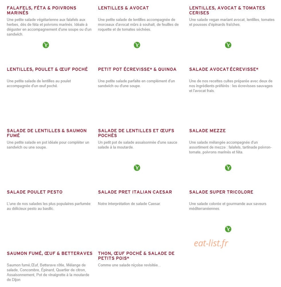 Prêt à manger — carte page 6