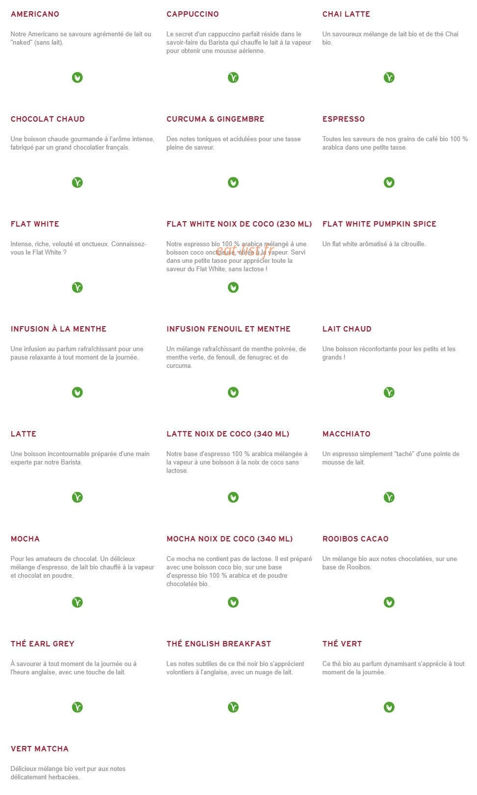 Prêt à manger — carte page 10