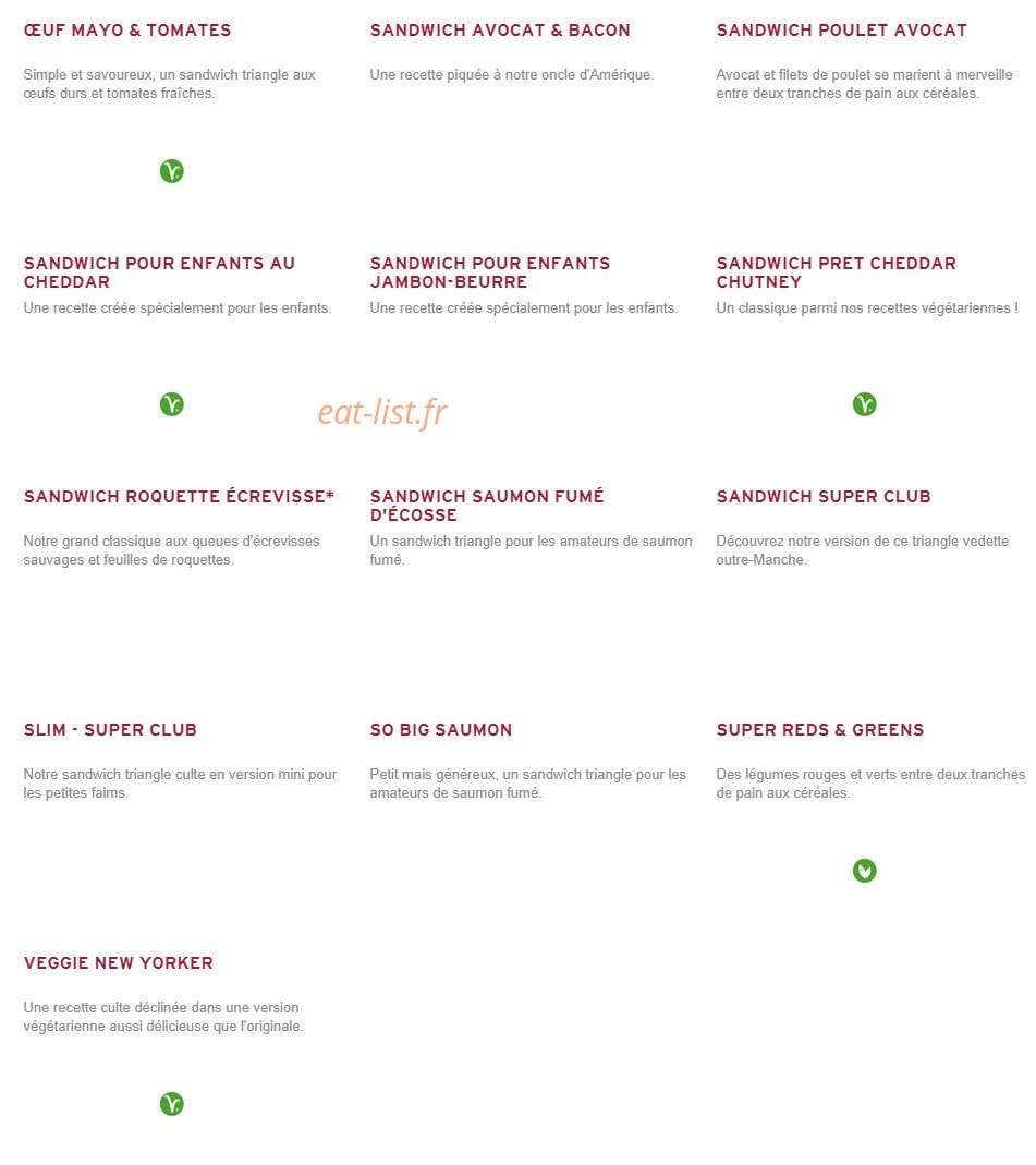 Prêt à manger — carte page 1