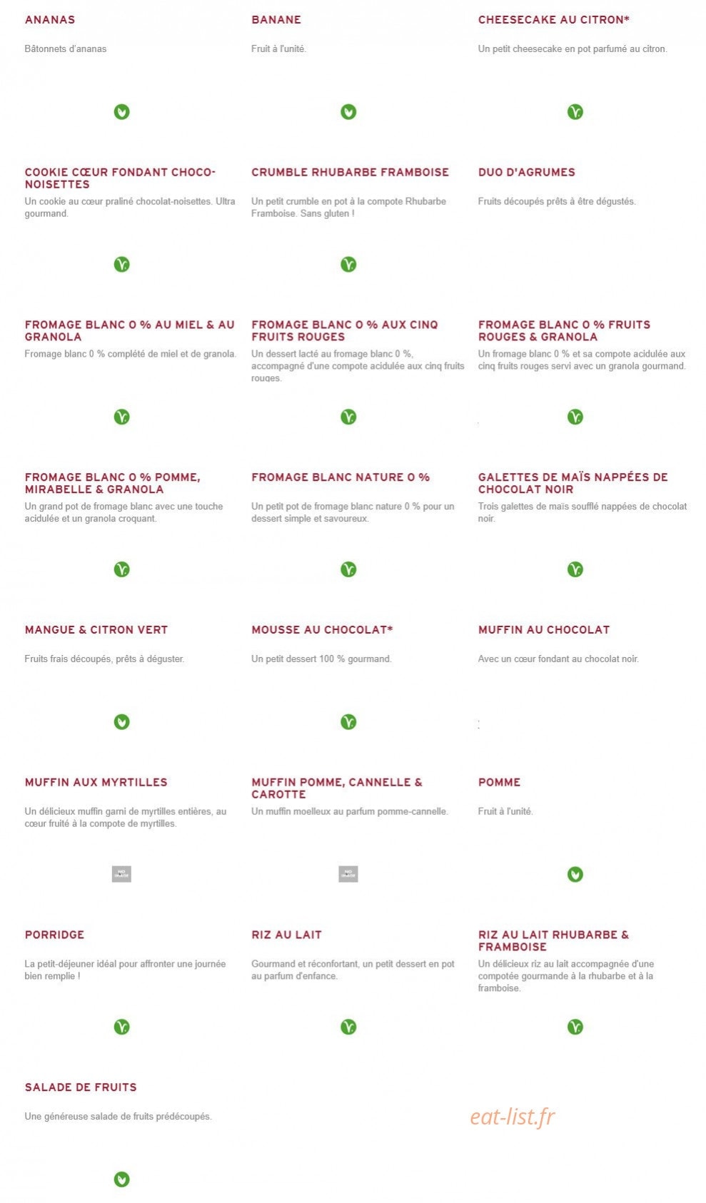 Prêt à manger — carte page 9