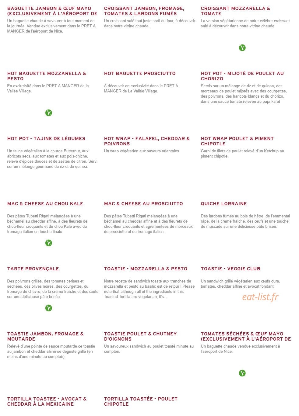 Prêt à manger — carte page 5
