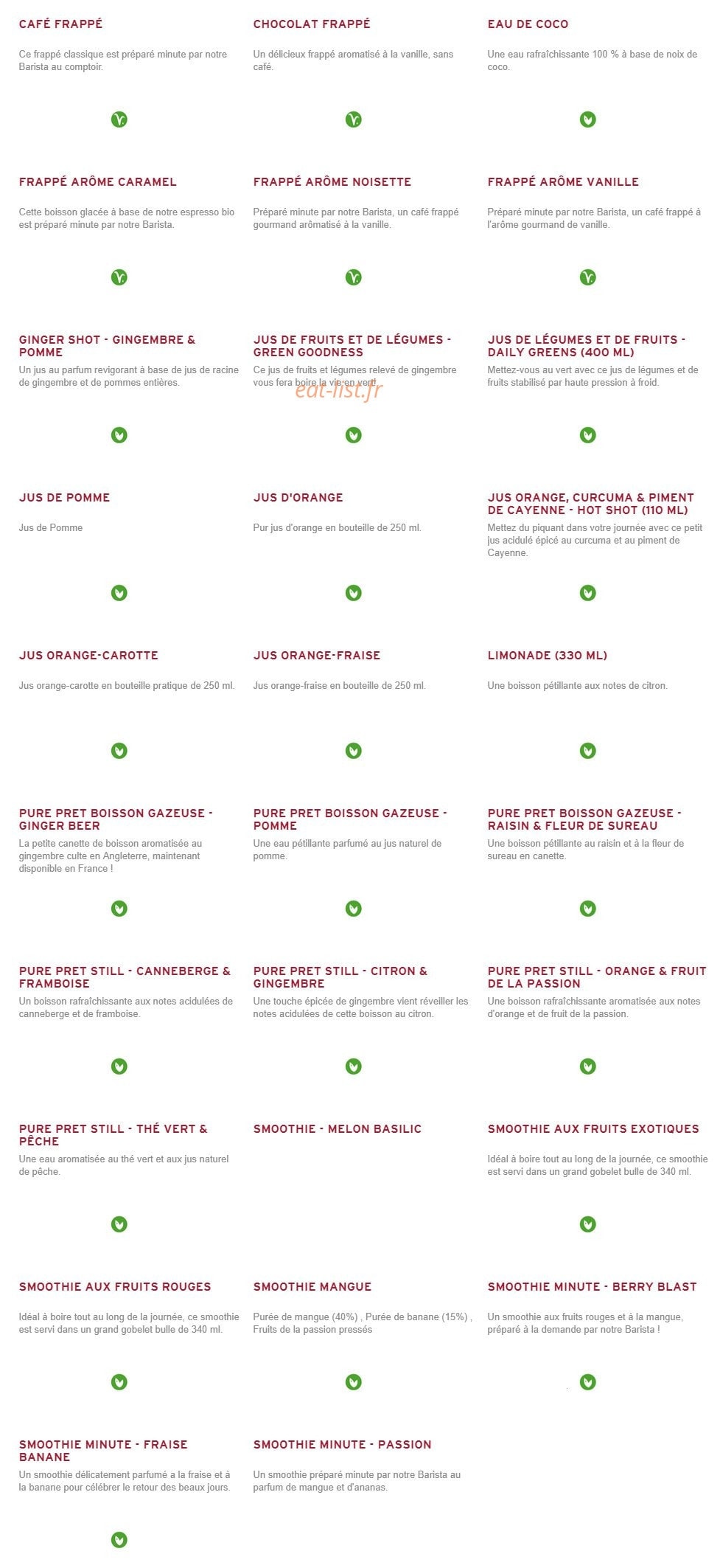 Prêt à manger — carte page 10
