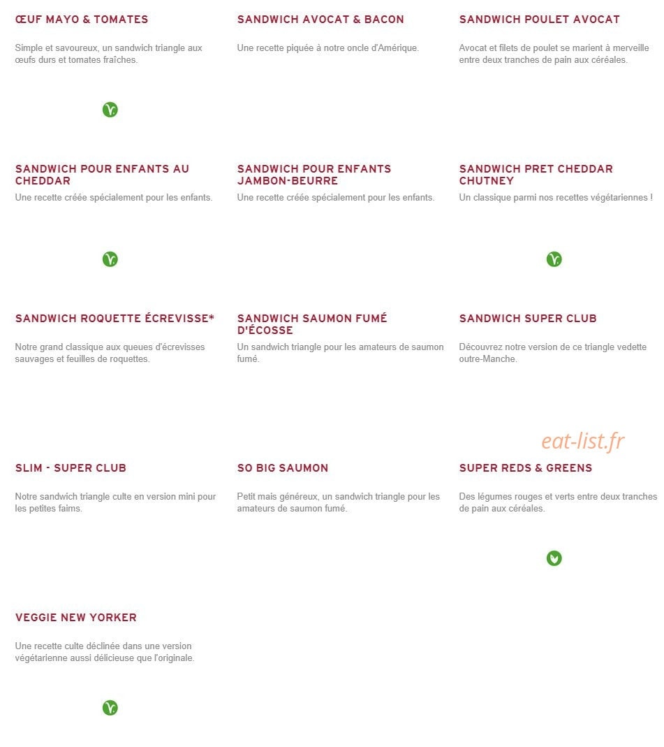 Prêt à manger — carte page 1