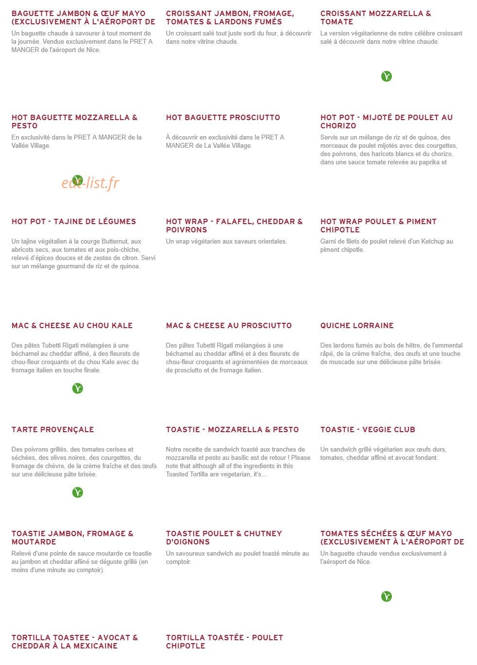 Prêt à manger — carte page 4