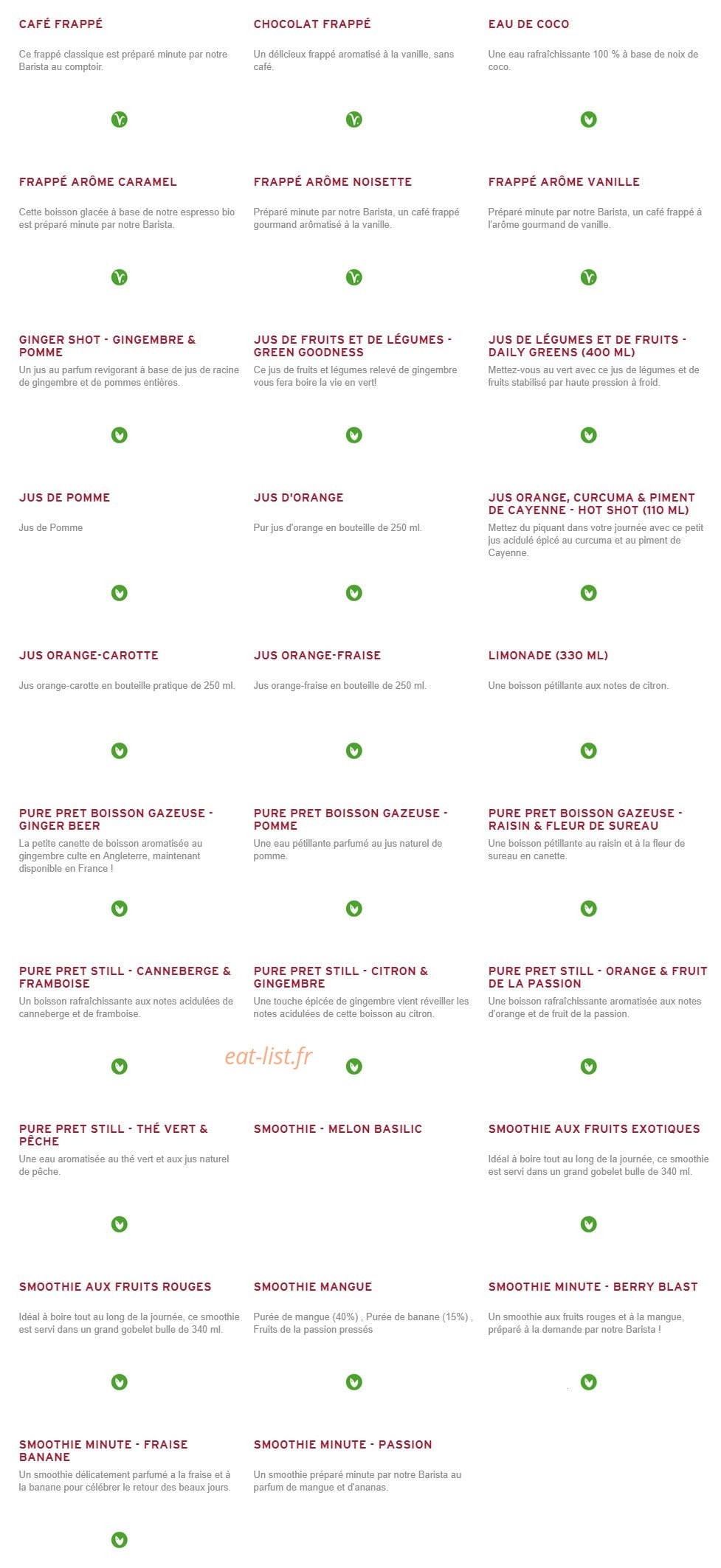 Prêt à manger — carte page 11