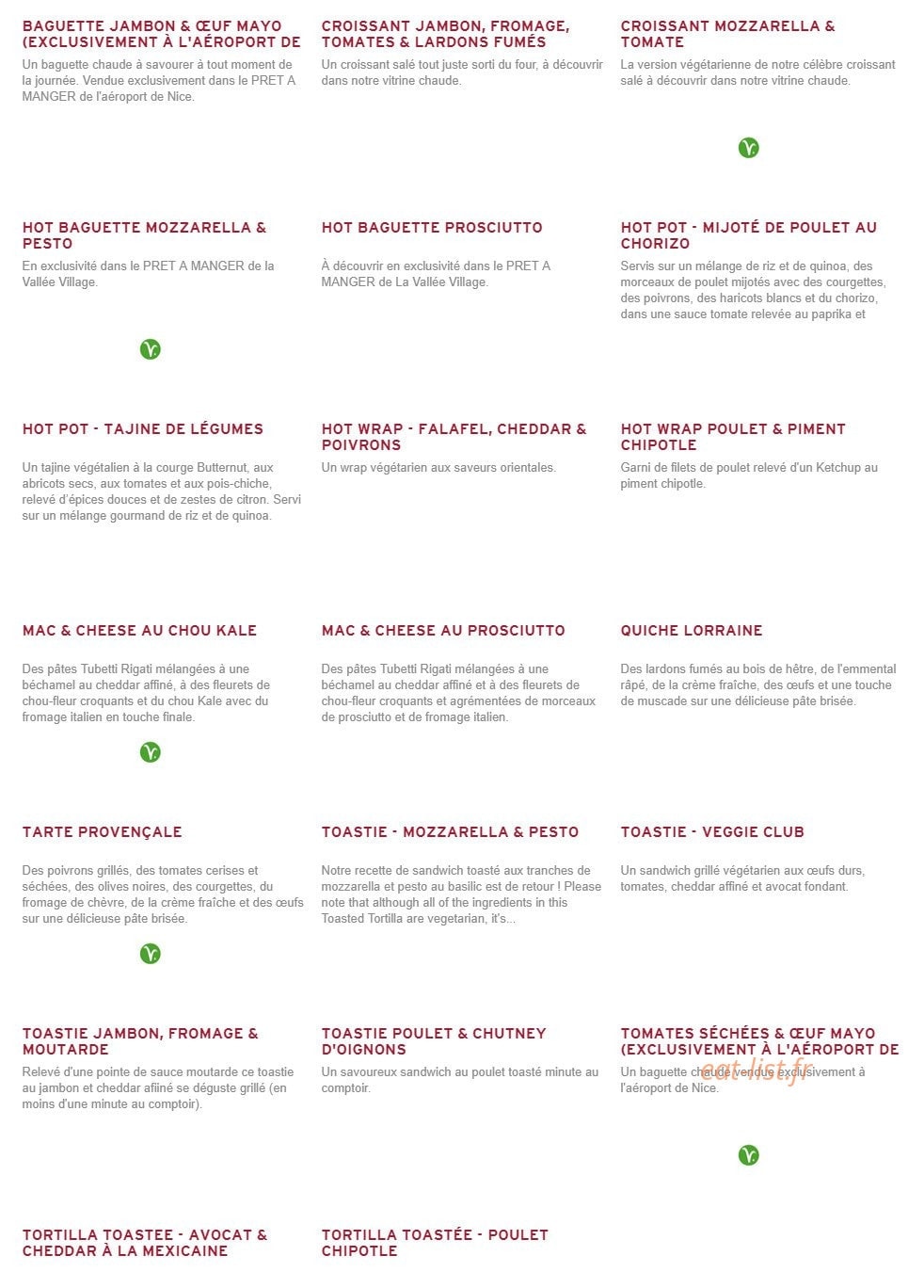 Prêt à manger — carte page 5
