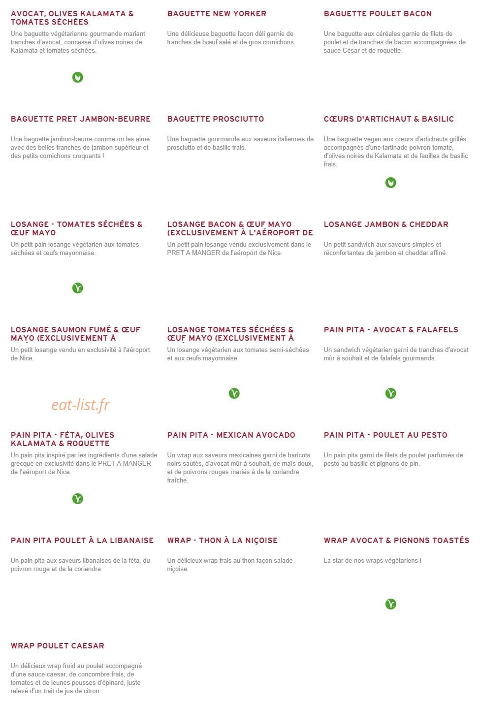 Prêt à manger — carte page 2