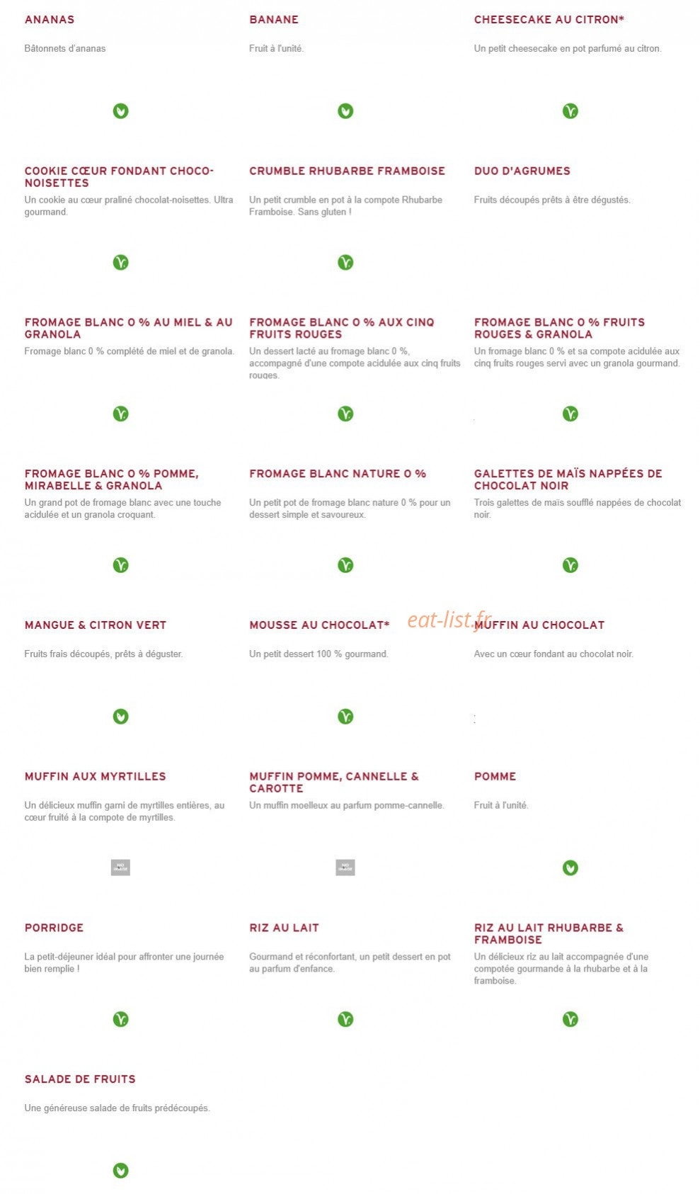 Prêt à manger — carte page 9