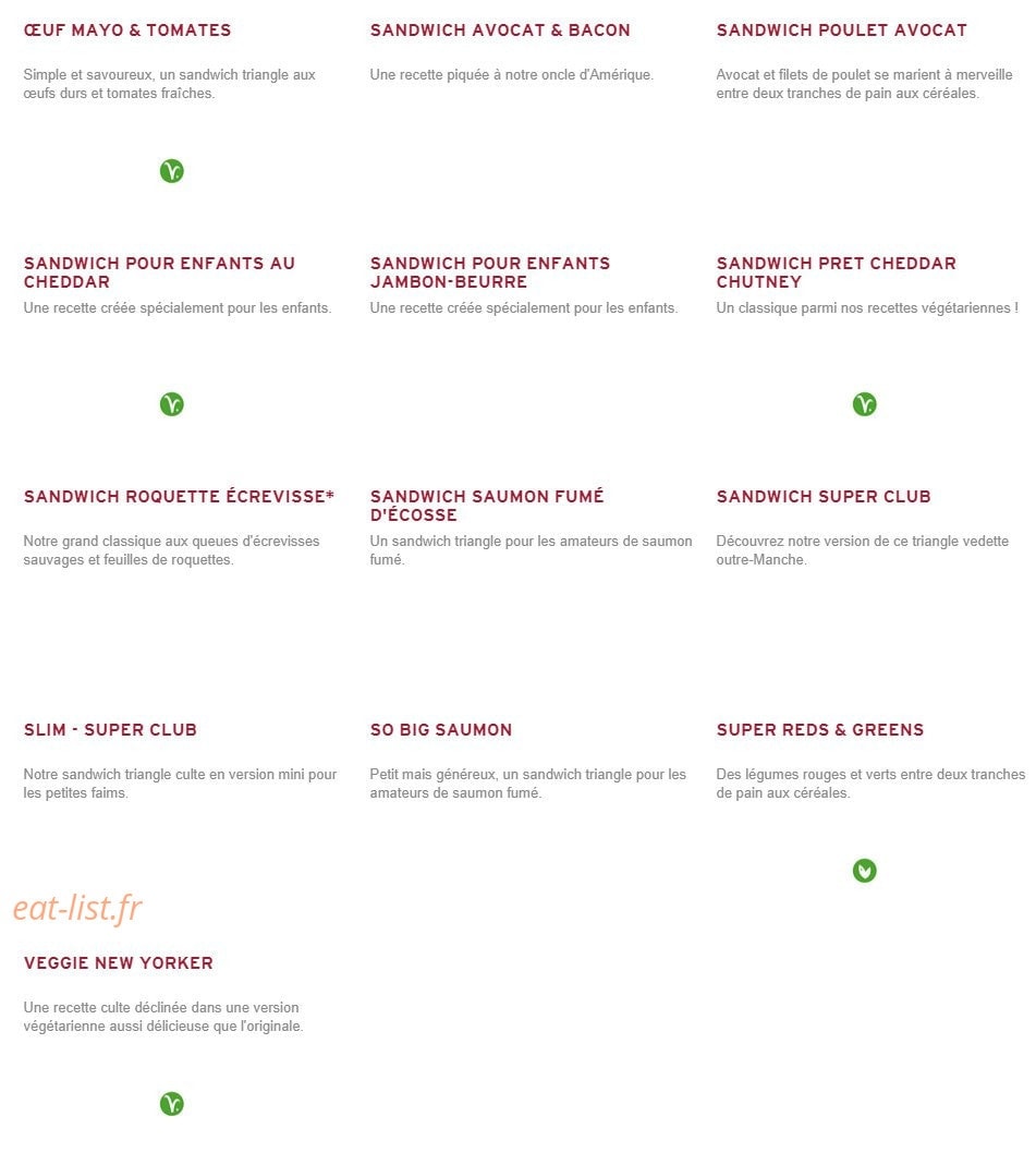 Prêt à manger — carte page 1
