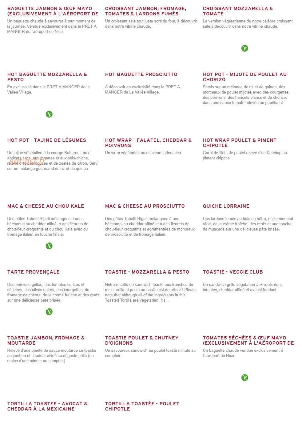 Prêt à manger — carte page 4