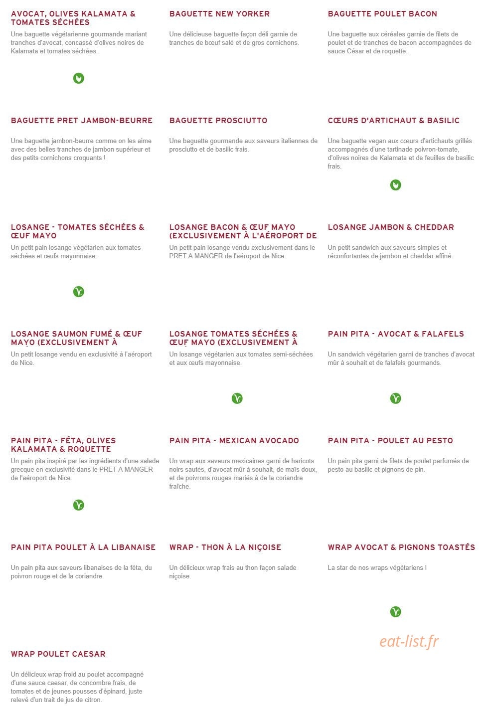 Prêt à manger — carte page 2