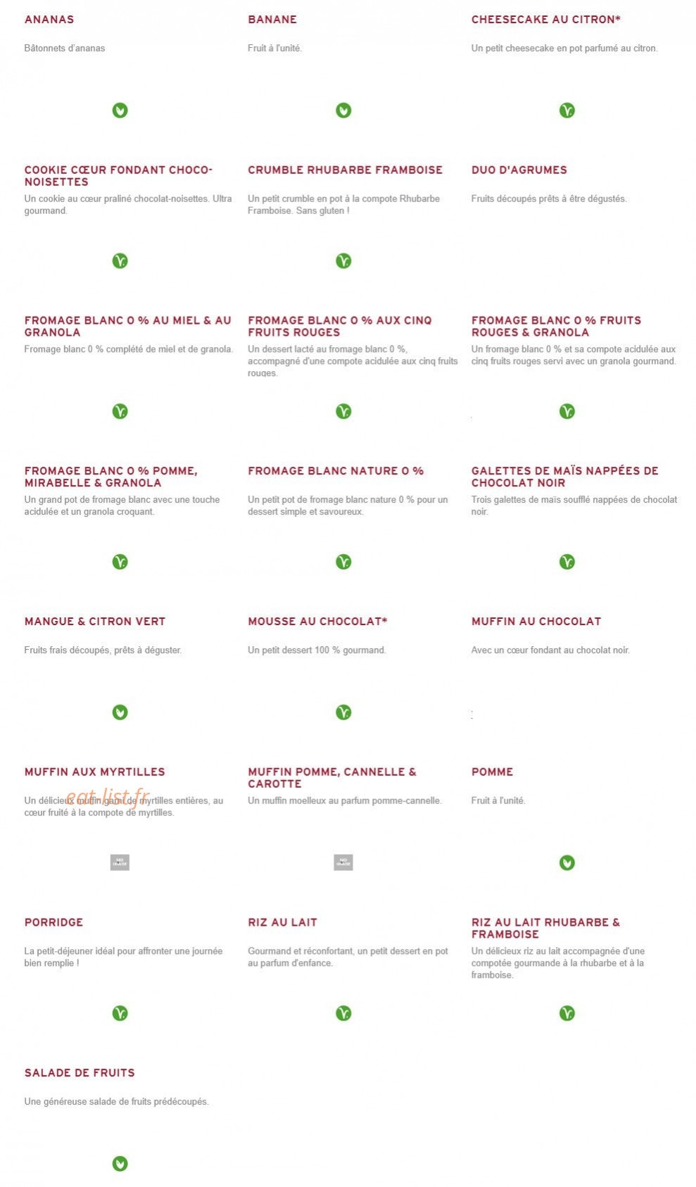 Prêt à manger — carte page 9