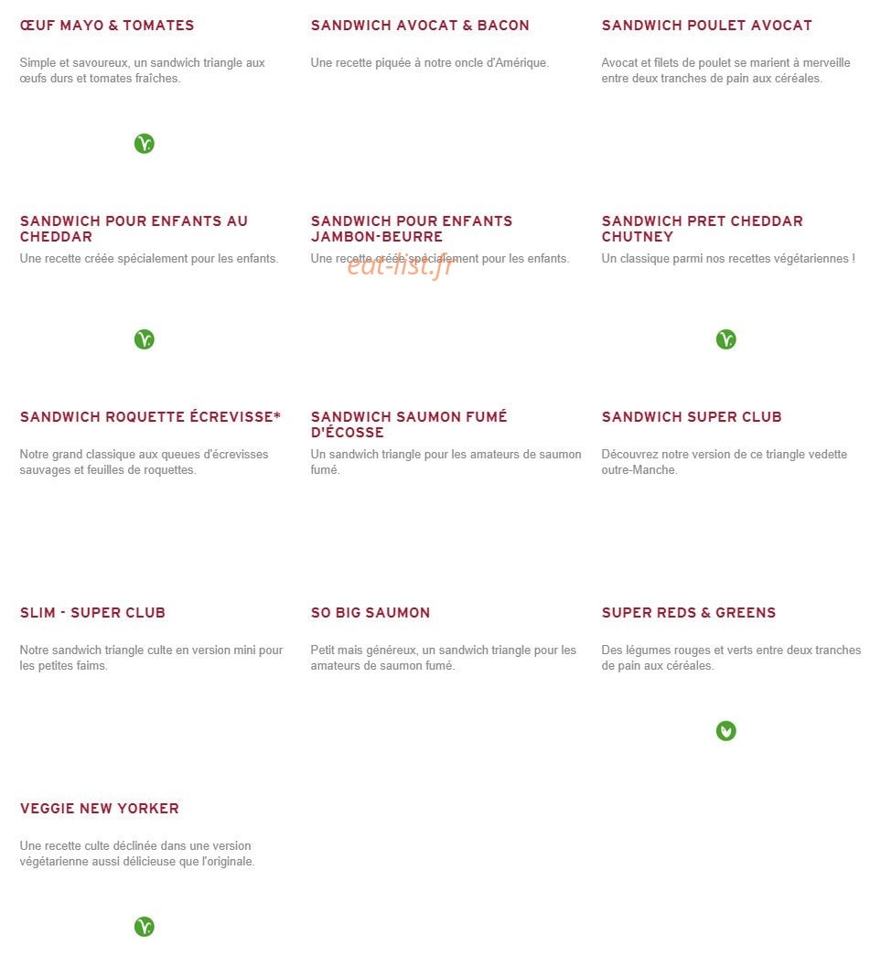 Prêt à manger — carte page 1