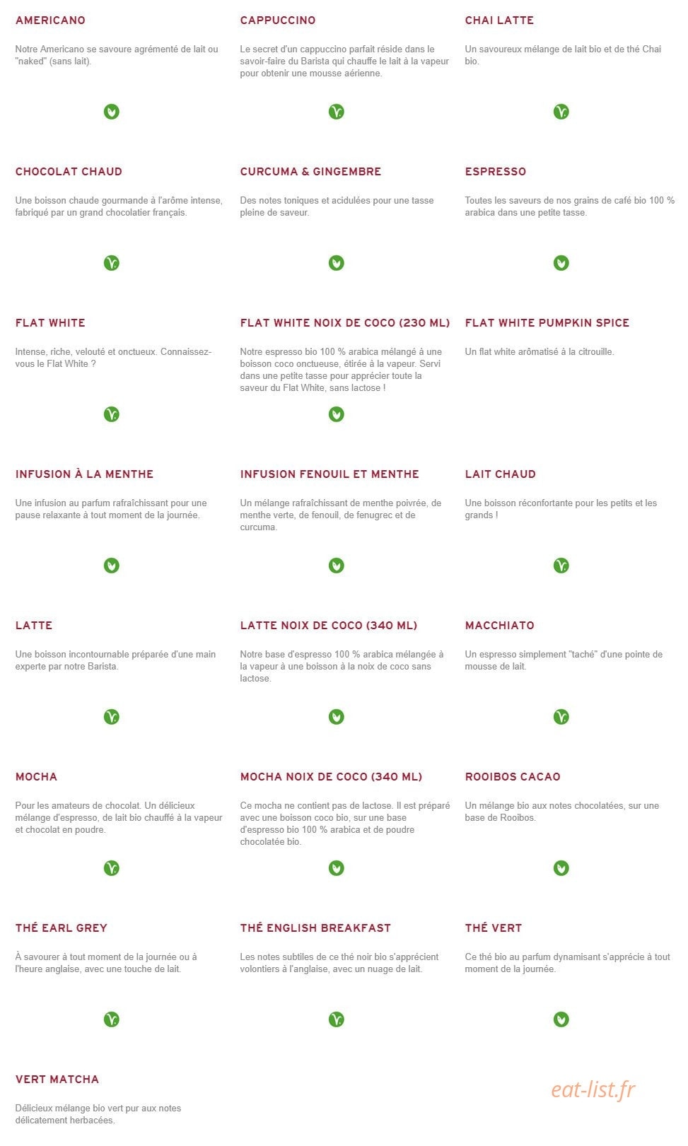 Prêt à manger — carte page 10