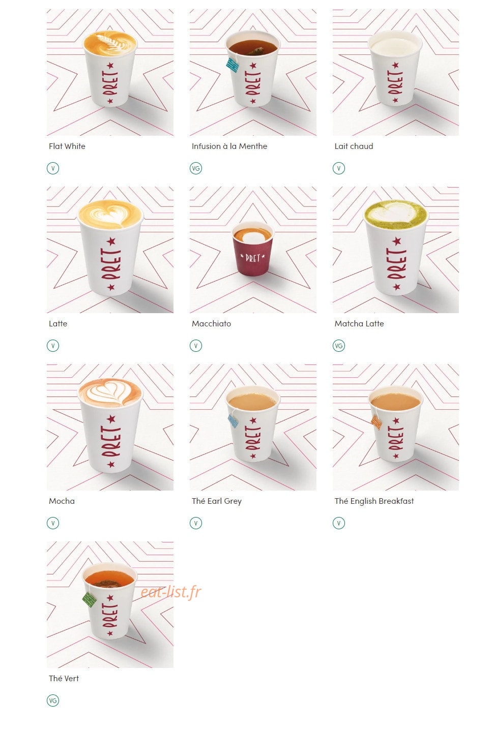 Pret A Manger — carte page 17