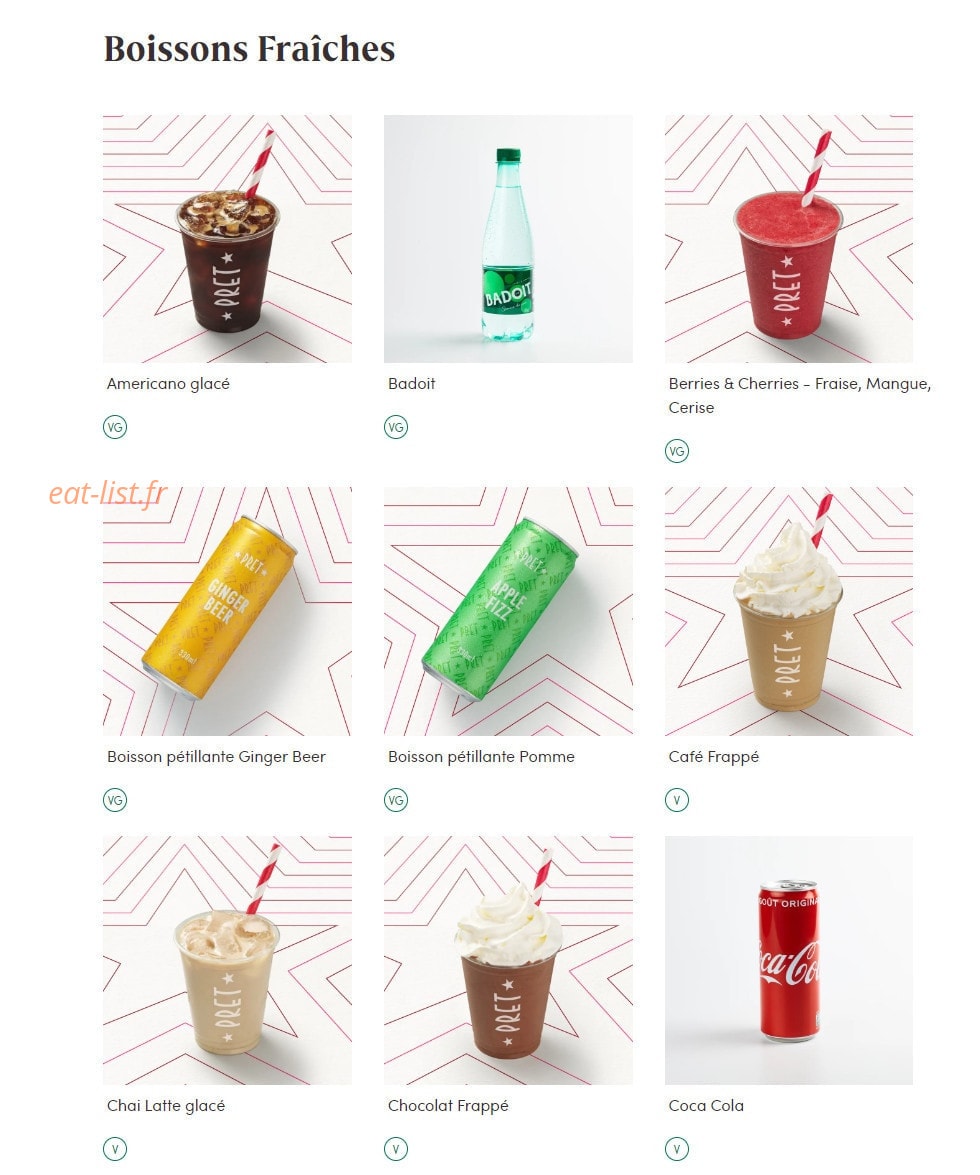 Pret A Manger — carte page 18
