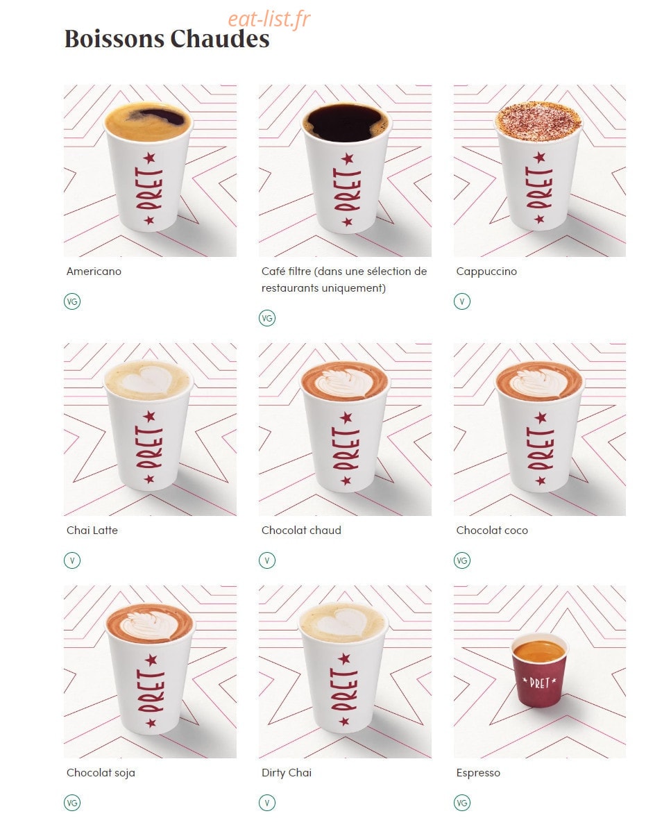 Pret A Manger — carte page 16