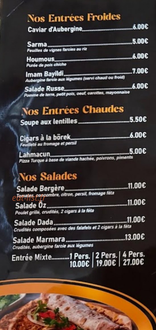Restaurant Öz — carte page 1