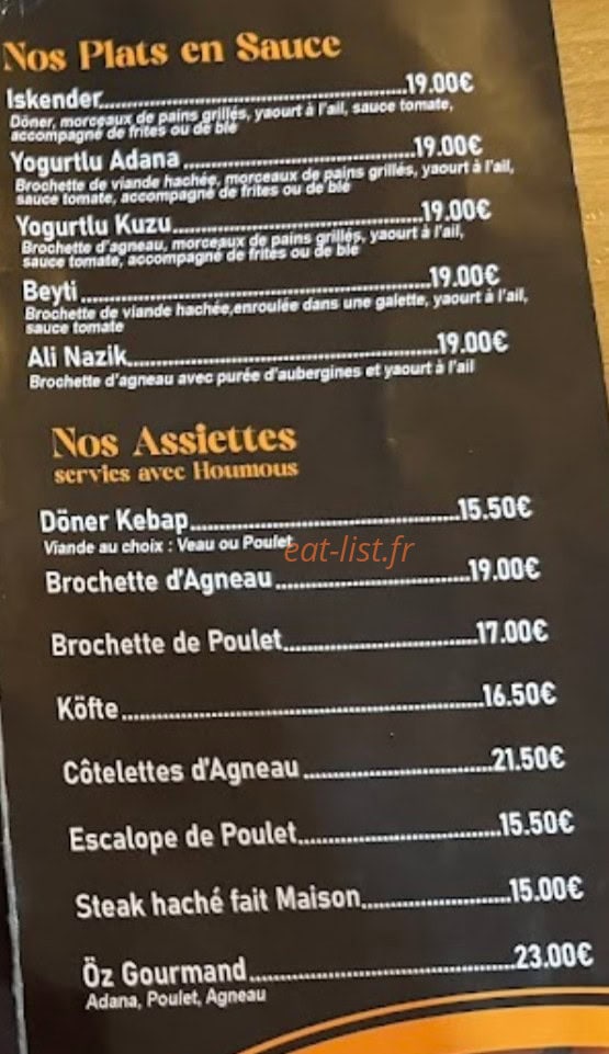 Restaurant Öz — carte page 2