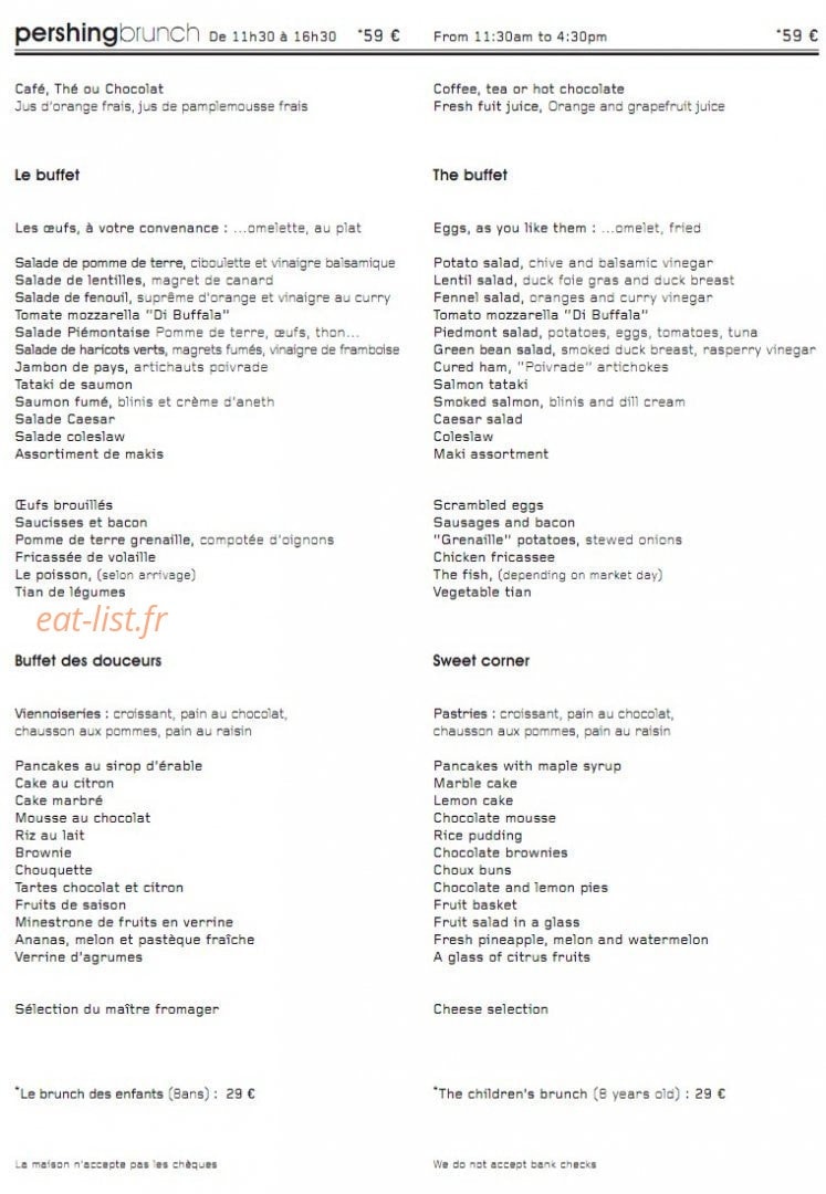 Restaurant Pershing & Bar Lounge du Pershing — carte page 3
