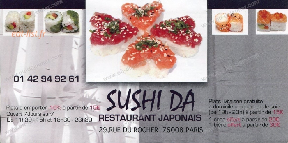 Sushi Da — carte page 1