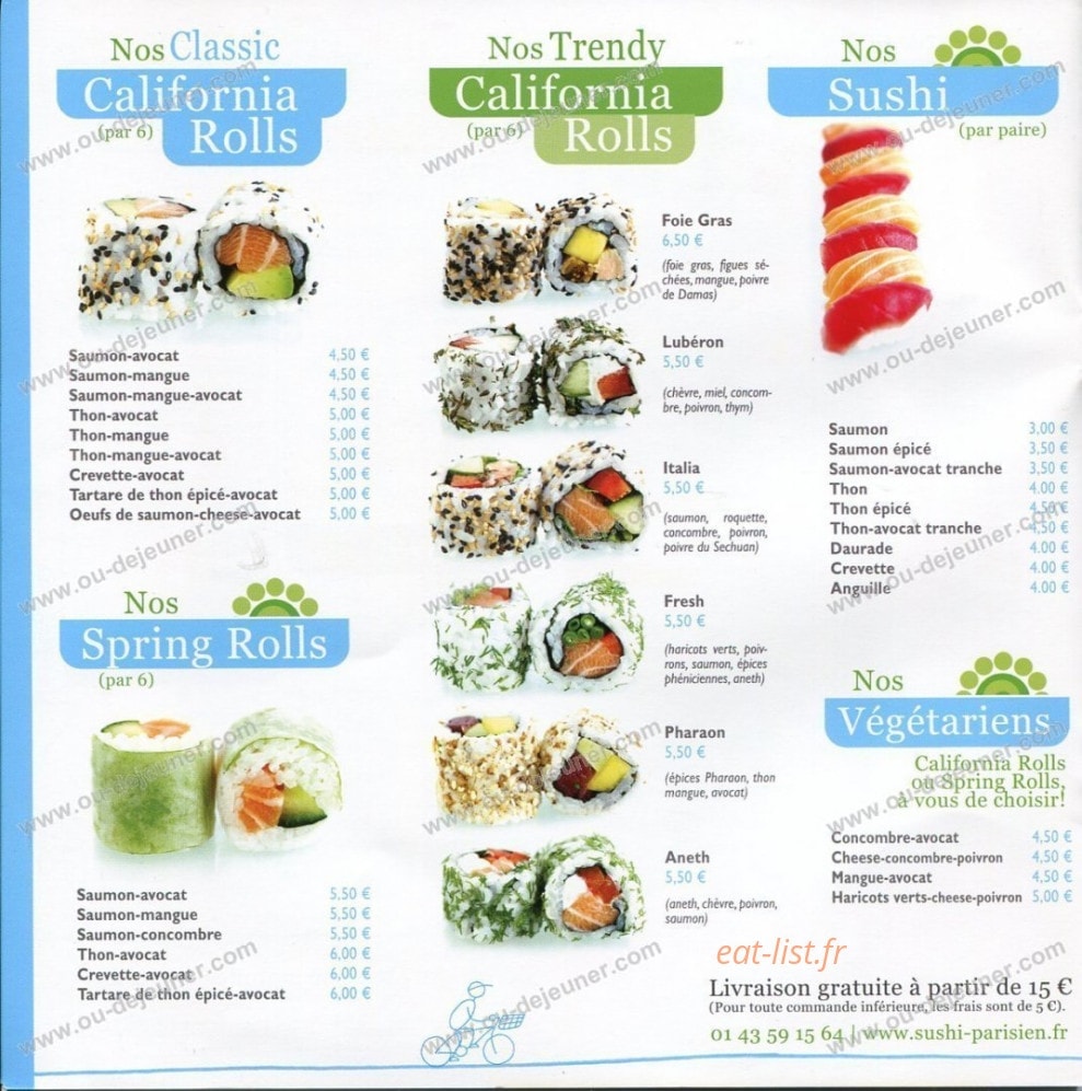 Sushi Parisien — carte page 5