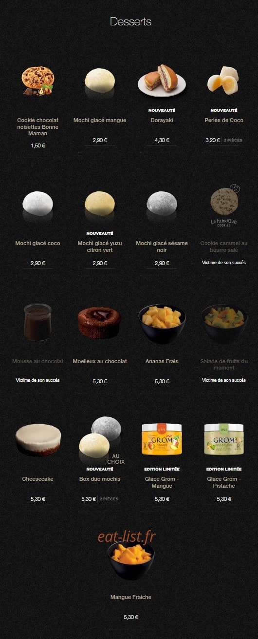 Sushi Shop — carte page 25