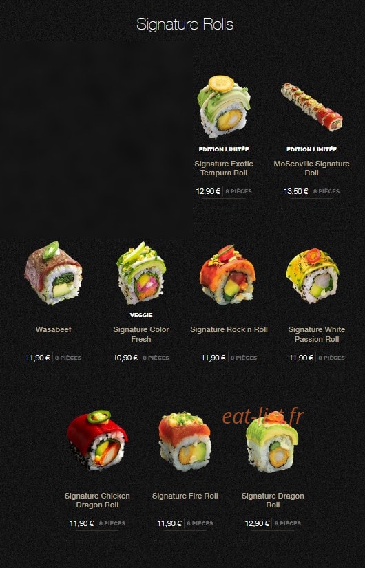 Sushi Shop — carte page 19