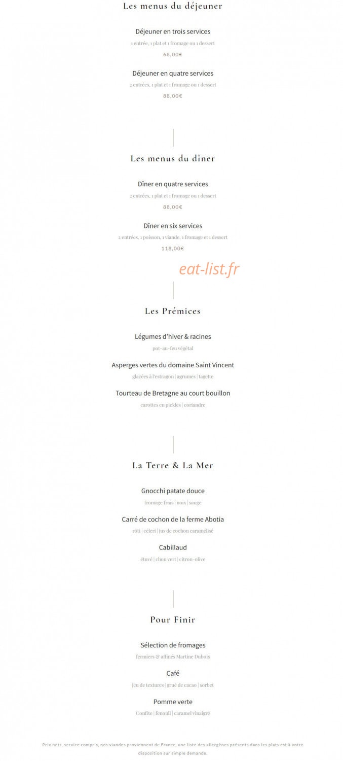 trente trois tours menu