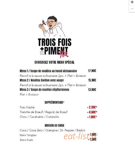 Trois Fois Plus de Piment — carte page 1