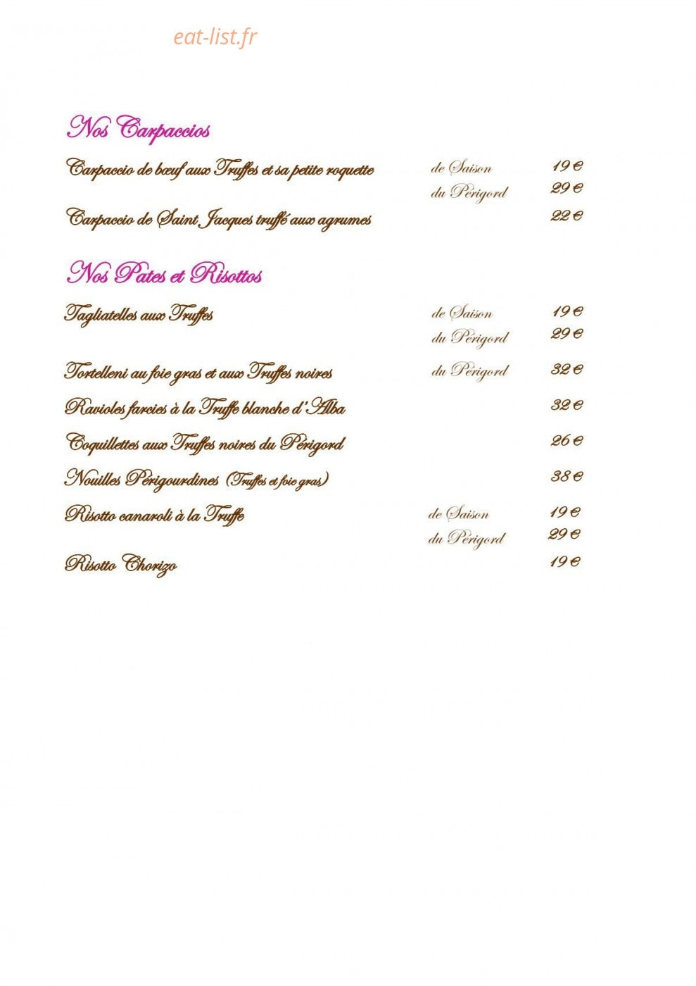 Truffes Folies — carte page 3