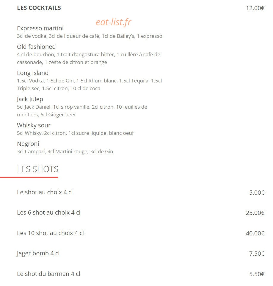Un Bistrot en Ville — carte page 13