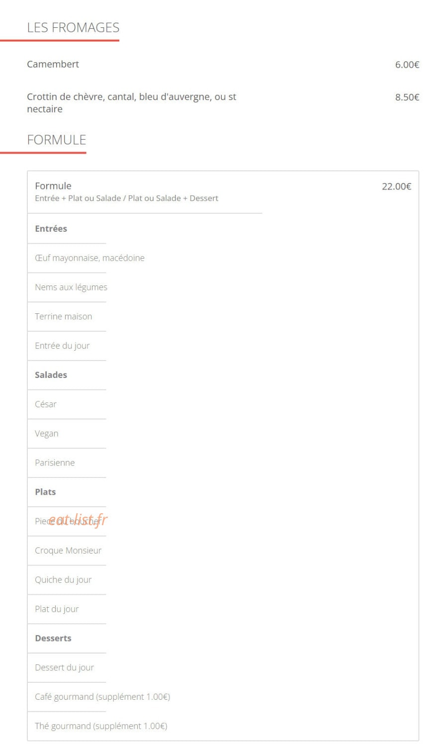 Un Bistrot en Ville — carte page 3