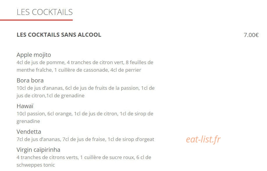 Un Bistrot en Ville — carte page 11