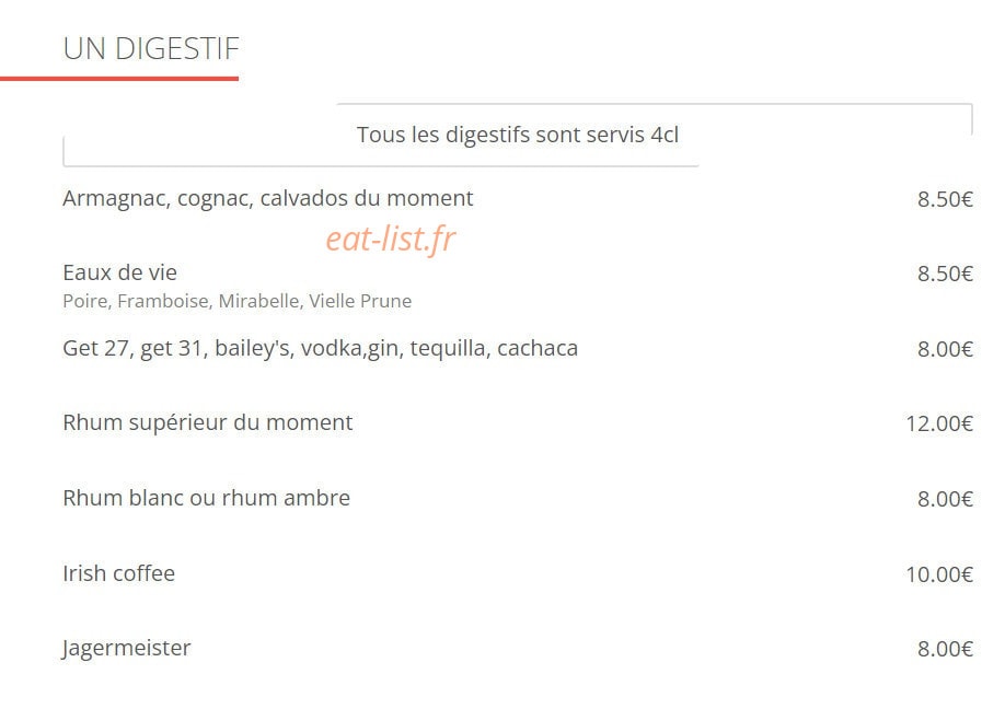 Un Bistrot en Ville — carte page 8