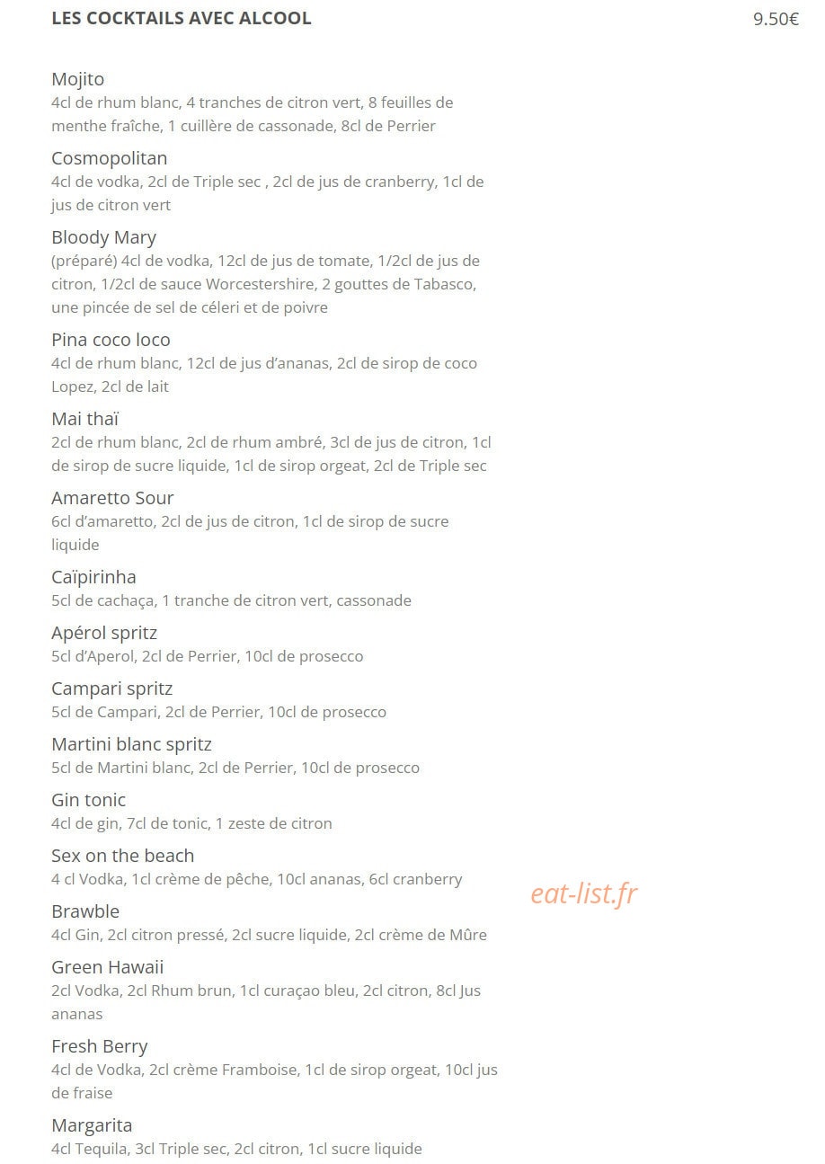 Un Bistrot en Ville — carte page 12