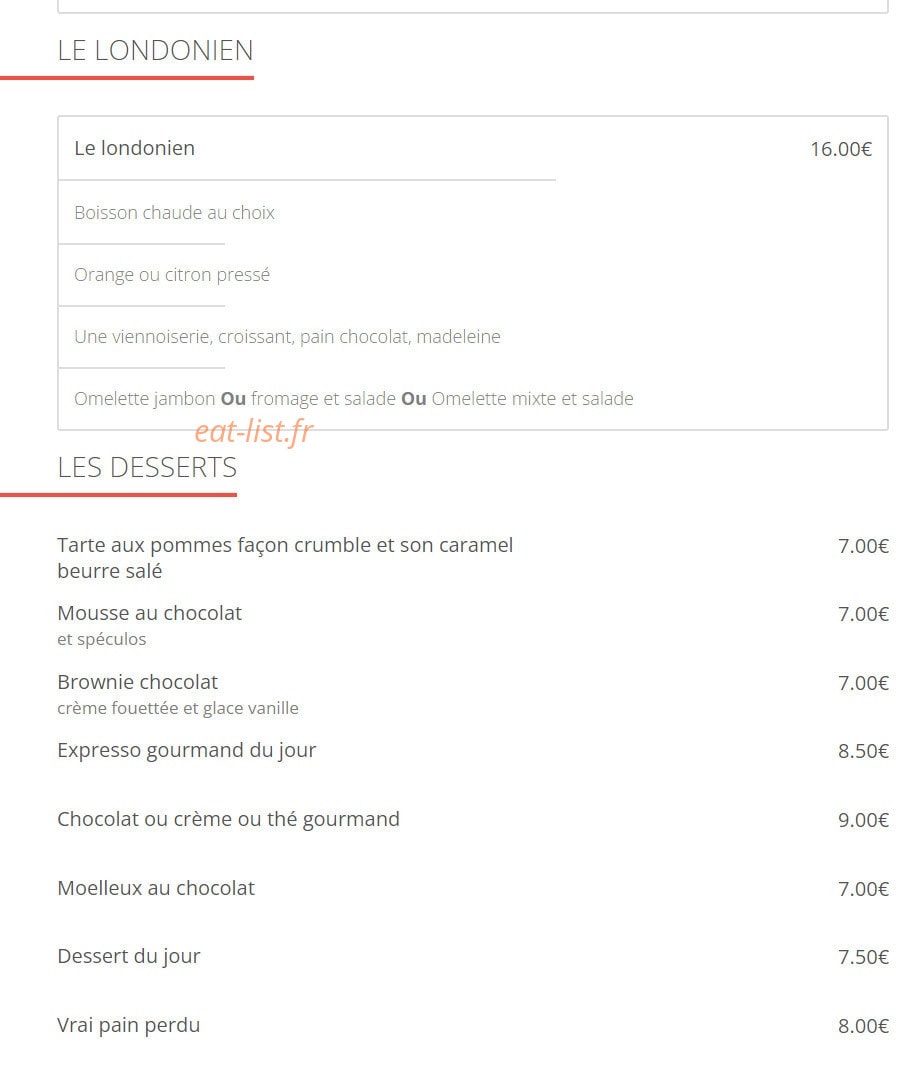 Un Bistrot en Ville — carte page 2