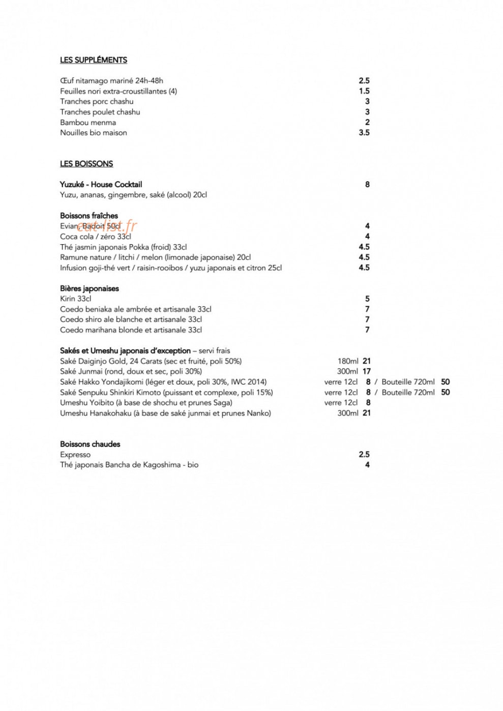 Yatai Rāmen — carte page 2