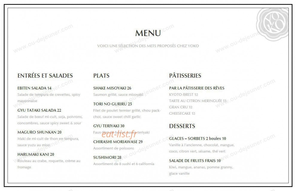 Yoko — carte page 1