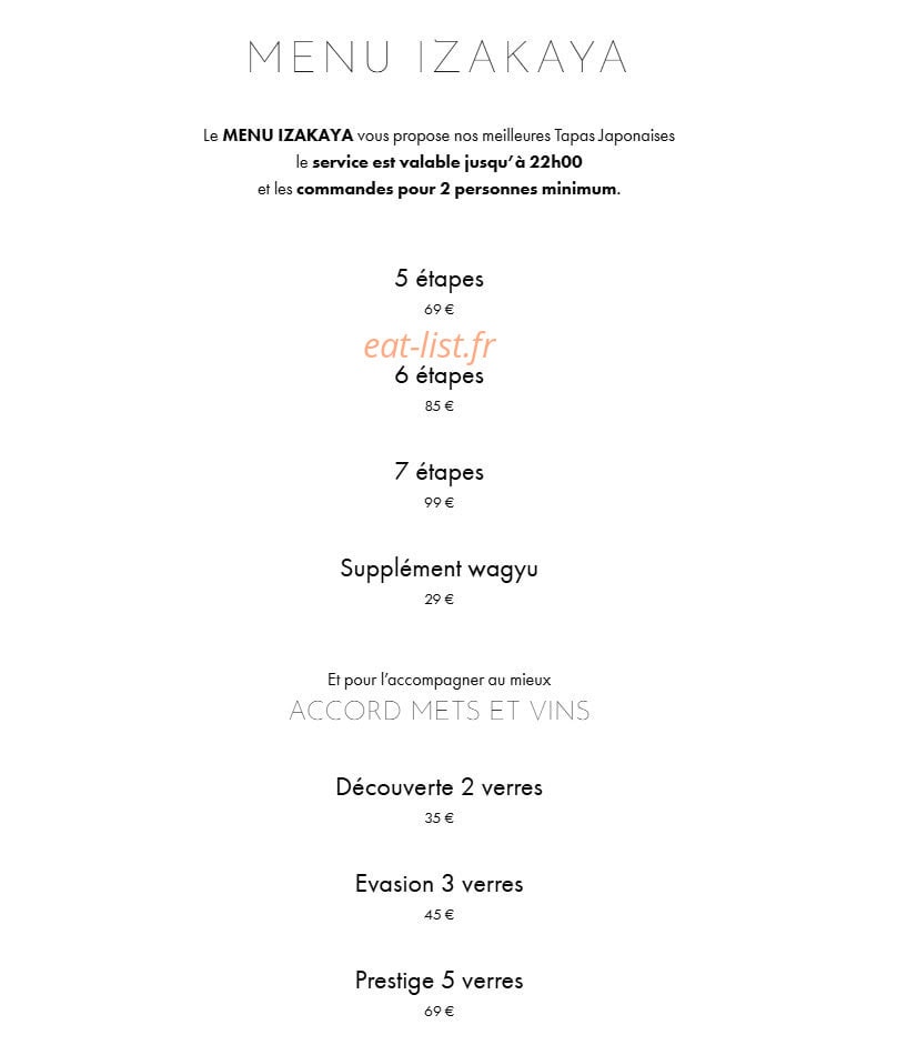 AO Izakaya — carte page 1