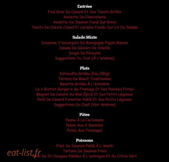 Art bistro — carte page 1