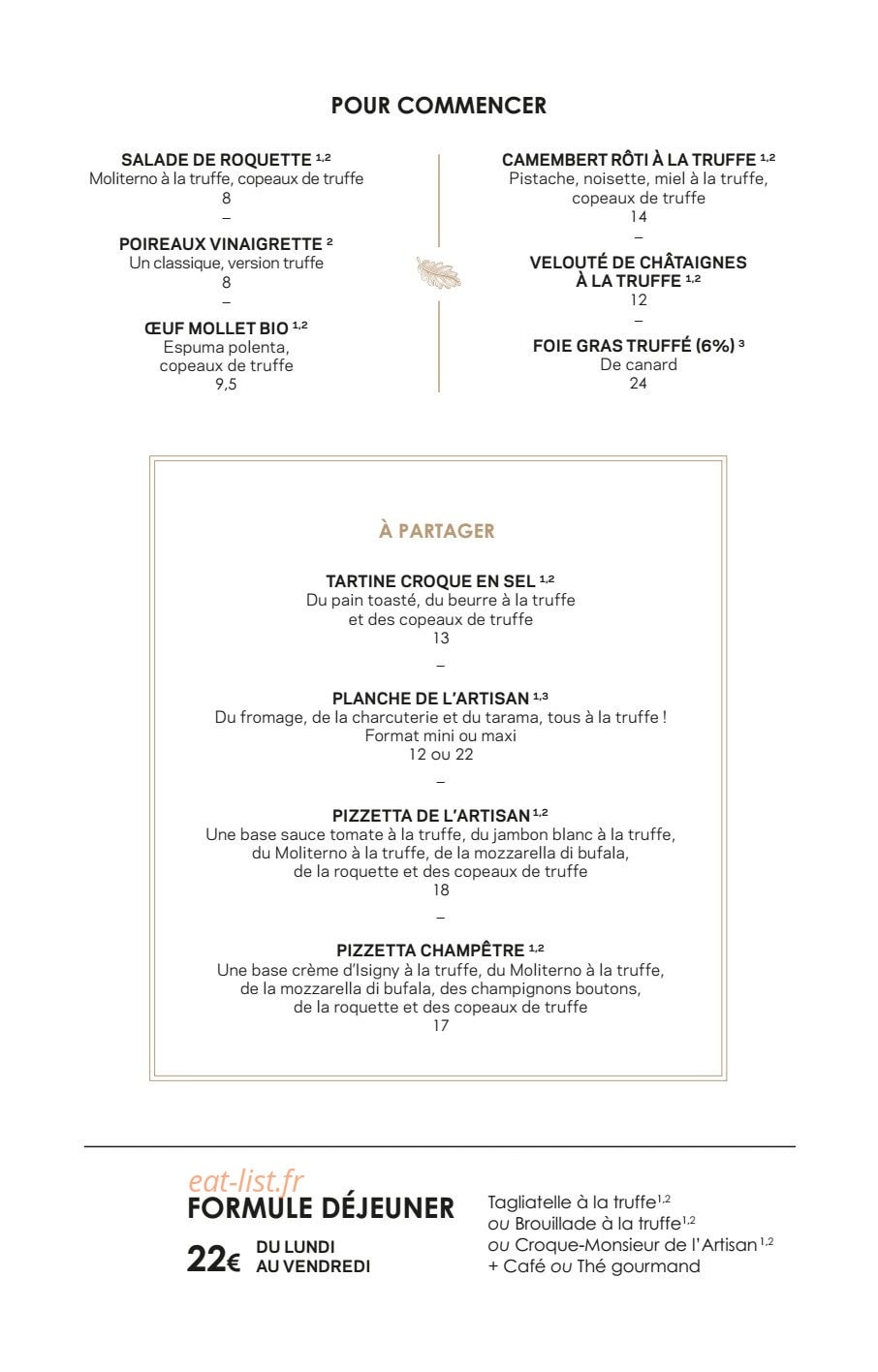 Artisan de la Truffe — carte page 3