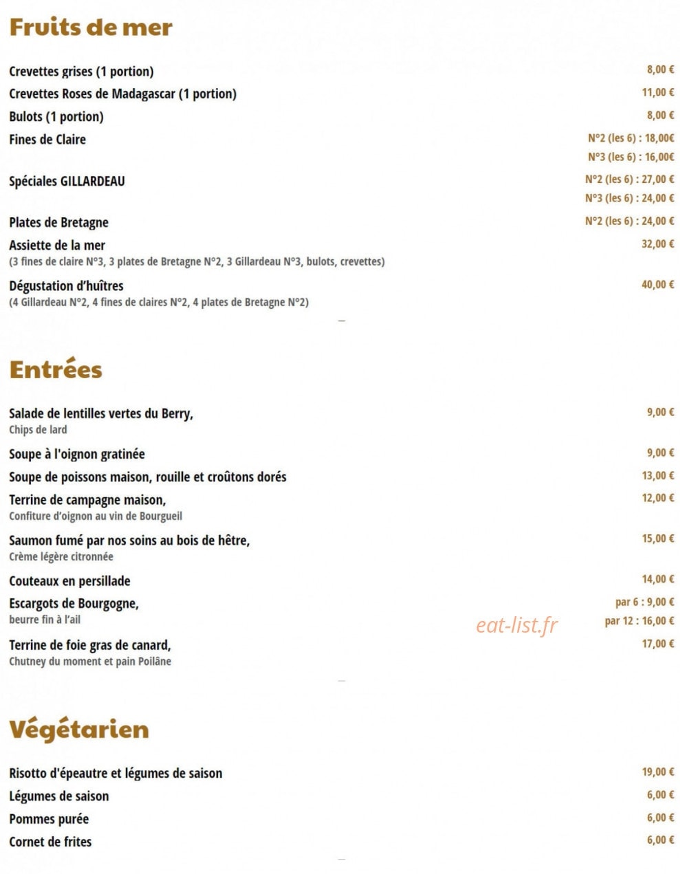 Au Petit Riche — carte page 1