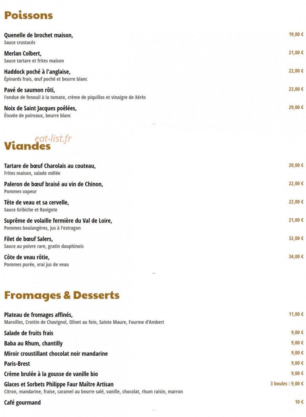Au Petit Riche — carte page 2