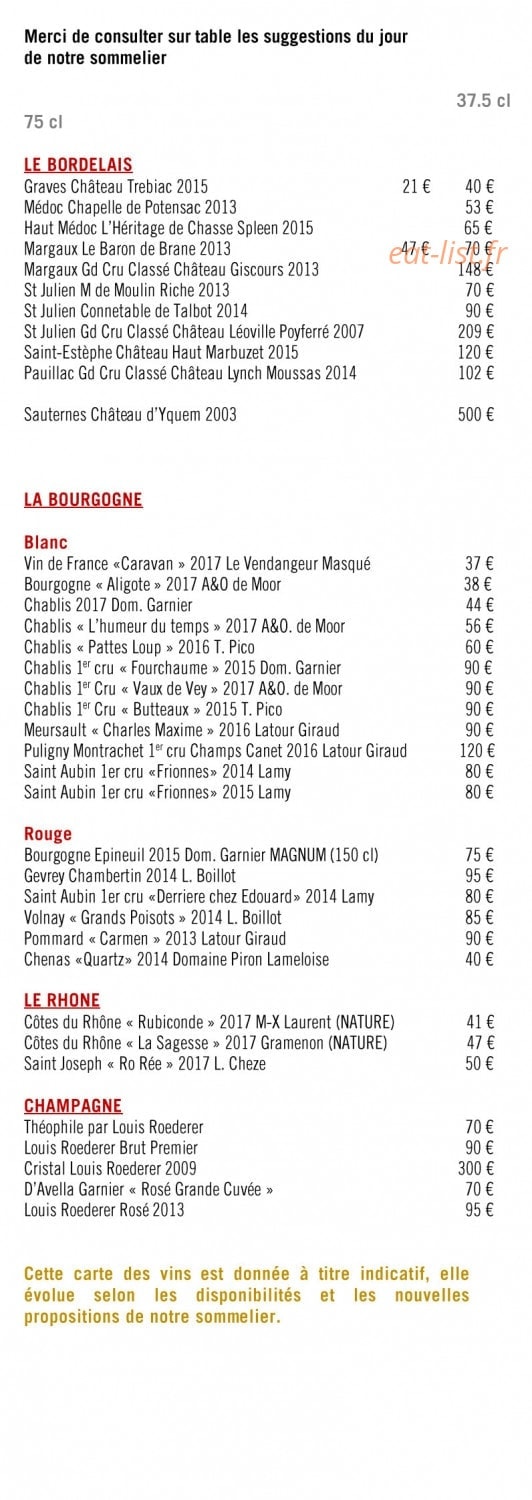 Au Petit Riche — carte page 14